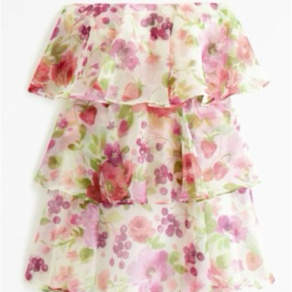 New Abercrombie & Fitch Organza Tiered Strapless Mini Dress - Floral